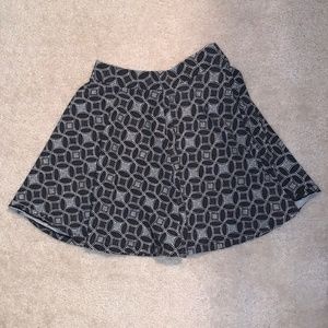 Black and Grey Patterned Skater Skirt